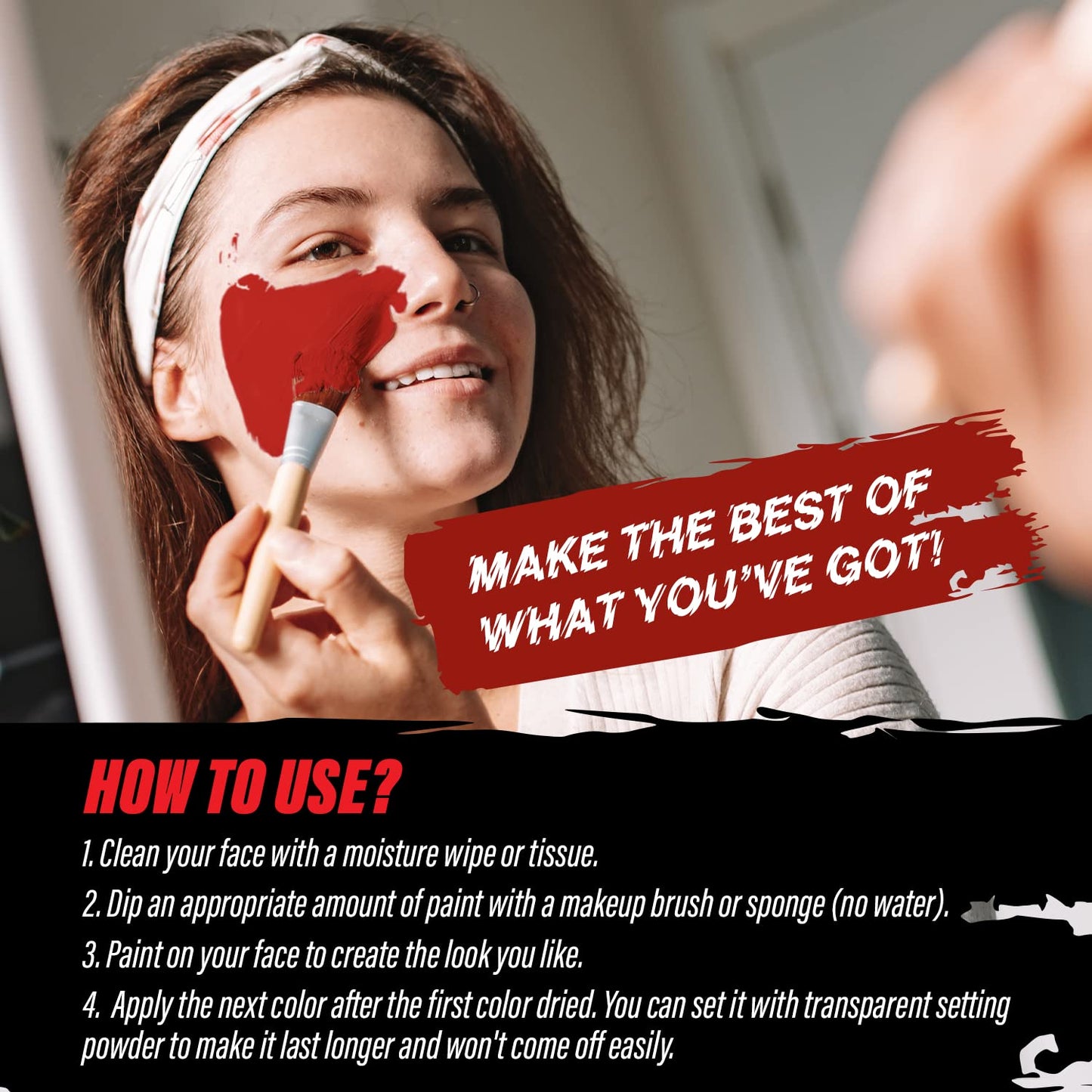 MANIC PANIC Vampire's Kiss Red Face & Body Paint for Halloween Costumes - Cream Halloween Makeup for Costumes & Cosplay - Smooth, Blendable & Full Coverage, Vegan