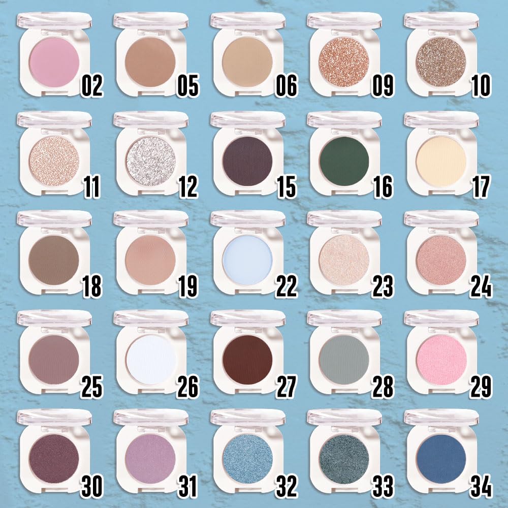 Sky Blue Metallic Eyeshadow Palette for Women, Single Monochrome Eye Shadow Makeup, Shiny Pressed Powder, Blendable Natural sombras para ojos, Holographic,Vegan,Travel -32