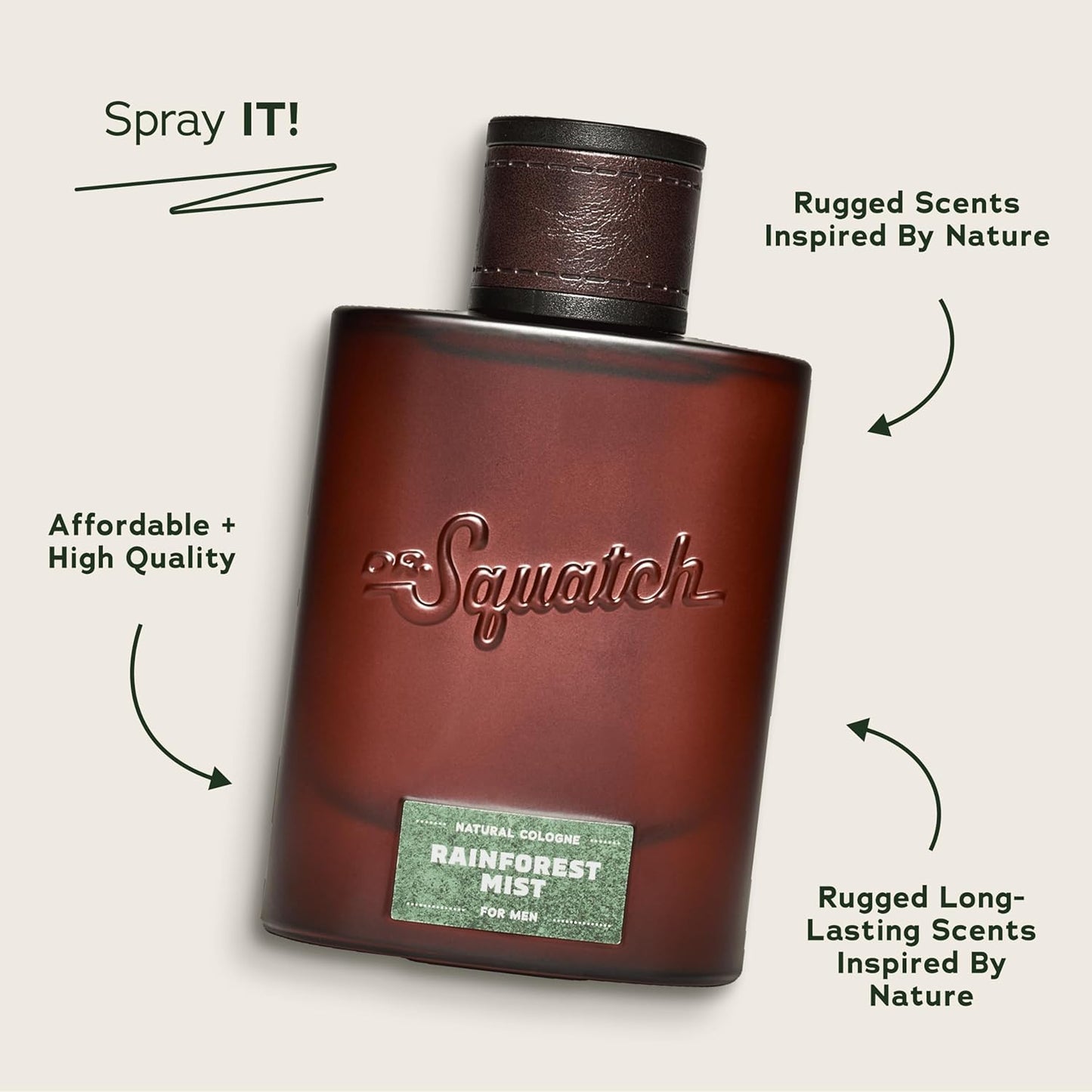 Dr. Squatch Natural Cologne for Men - Scent-Lock Technology and Sustainably-Sourced Ingredients - Rainforest Mist Cologne (1.7 fl oz)