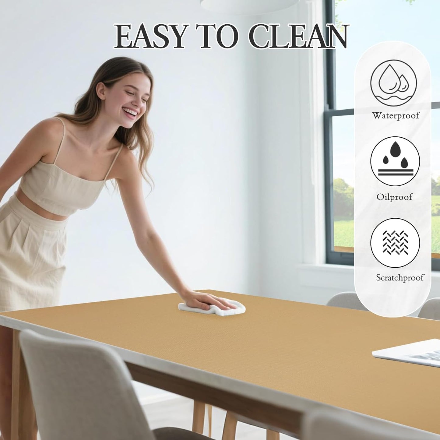 Beautysaid Shelf and Drawer Liner for Kitchen Cabinet, Non Adhesive Non Slip Shelf Paper Waterproof Washable Thickened for Dresser Pantry Shelve Bathroom Protector Liner(Beige,23.6 in x 10 FT)