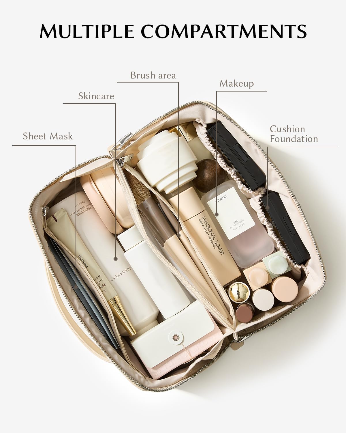 EACHY Travel Makeup Bag,Large Capacity Cosmetic Bags for Women,Waterproof Portable Pouch Open Flat Toiletry Bag Pattern Makeup Bag