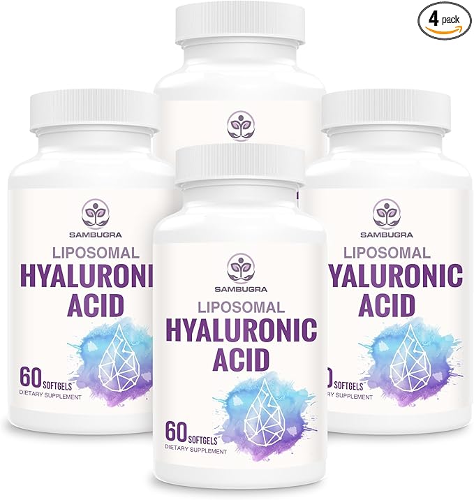 Liposomal Hyaluronic Acid 1000mg, High BioavailabilityHyaluronic Acid Capsules, Dietary Supplement Support Skin and Joint Lubrication, 240 Capsules (Pack of 4)