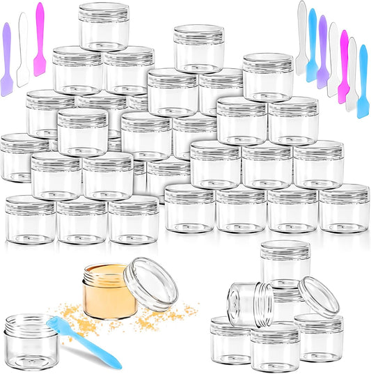 MotBach 35 Pack 20g Plastic Jars Containers, 20ml Travel Size Container Jars with Lids, 0.7oz Round Clear Cosmetic Container Jar for Travel Makeup Cosmetic Lip Balm Salve Sample Cream Beauty Lotion