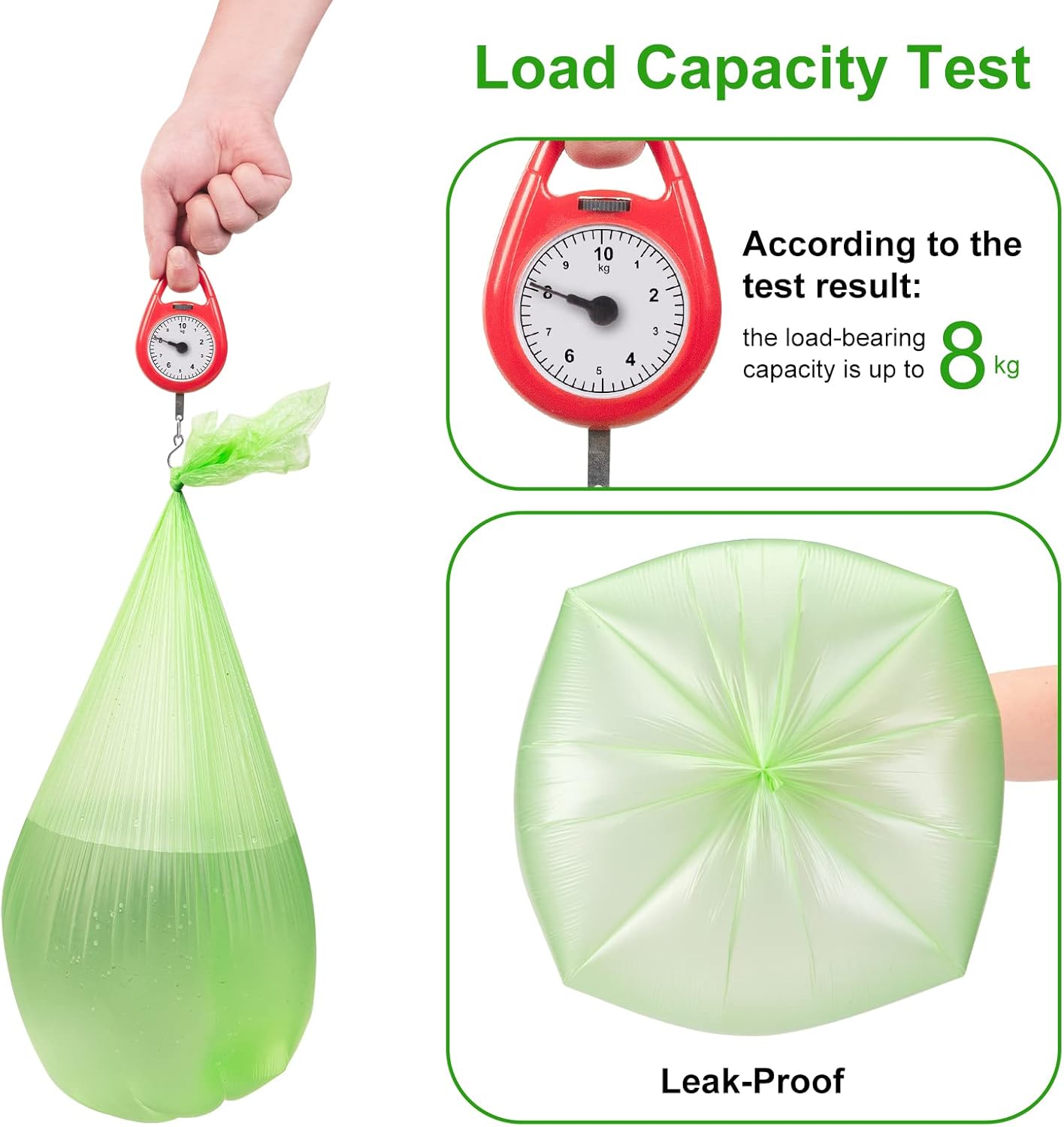 Inwaysin 200 Count 2.6 Gallon Plant Starch Based Bathroom Trash Bags, Strong, Unscented, Expanded, Green, 10L