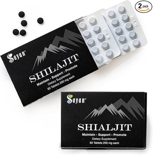 Sayan Shilajit Pure Organic Black Resin Mineral Tablets - Premium Quality Supplement Drops for Men and Women (120 Tablets, 2 Month Supply) for Immune Support, and Energy Boost