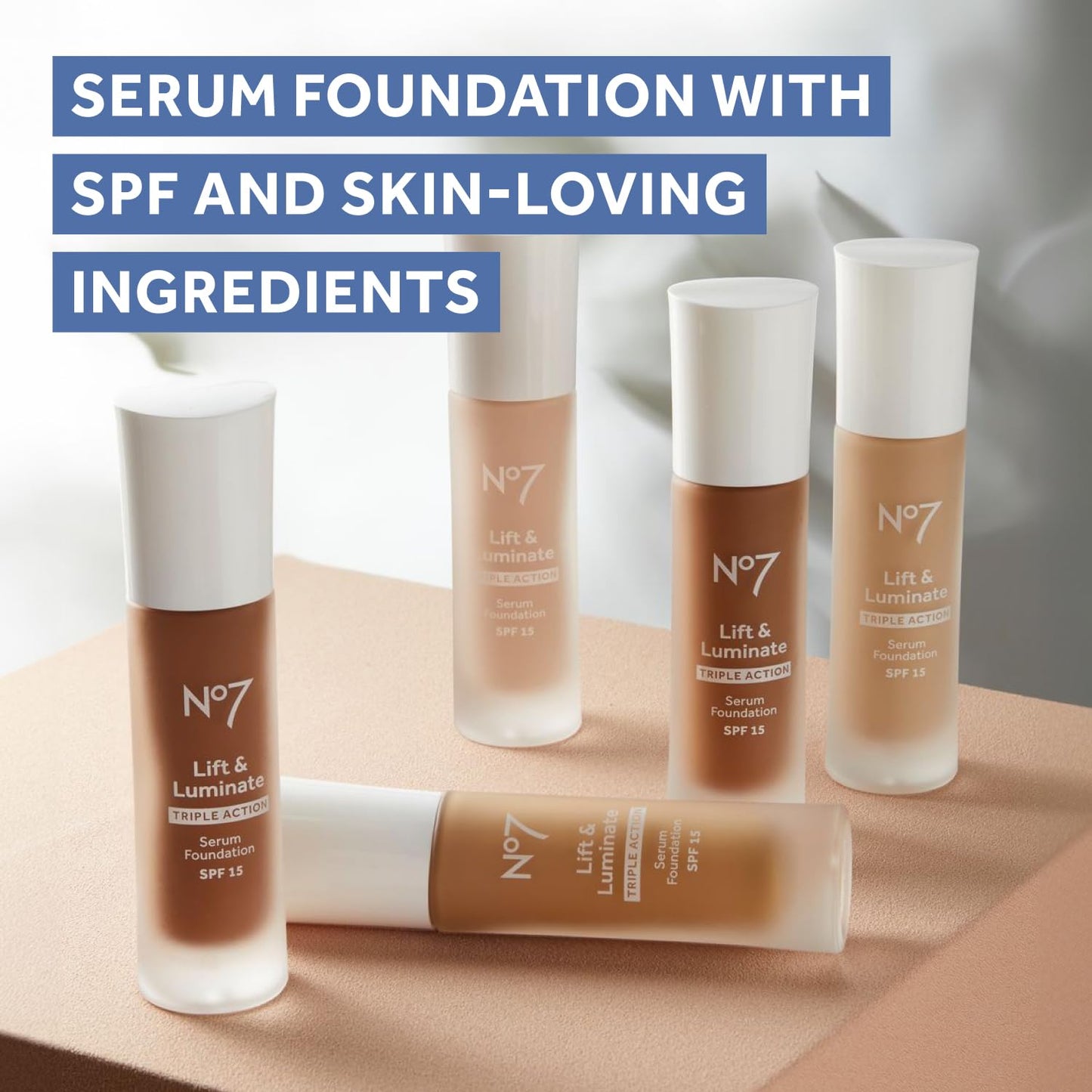 No7 Lift & Luminate Triple Action Serum Foundation - Liquid Makeup with SPF 15 for a Dewy, Glowy Base - Radiant Formula for Mature Skin - Walnut (30ml)