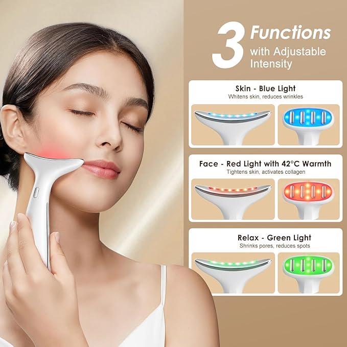 Multi-Functional Beauty Device - 4-in-1 Face, Neck, Eye & Body Massager | Red Light Therapy | Skin Lifting & Firming | Wrinkle & Dark Circle Reducer | Portable Face Sculpting Tool