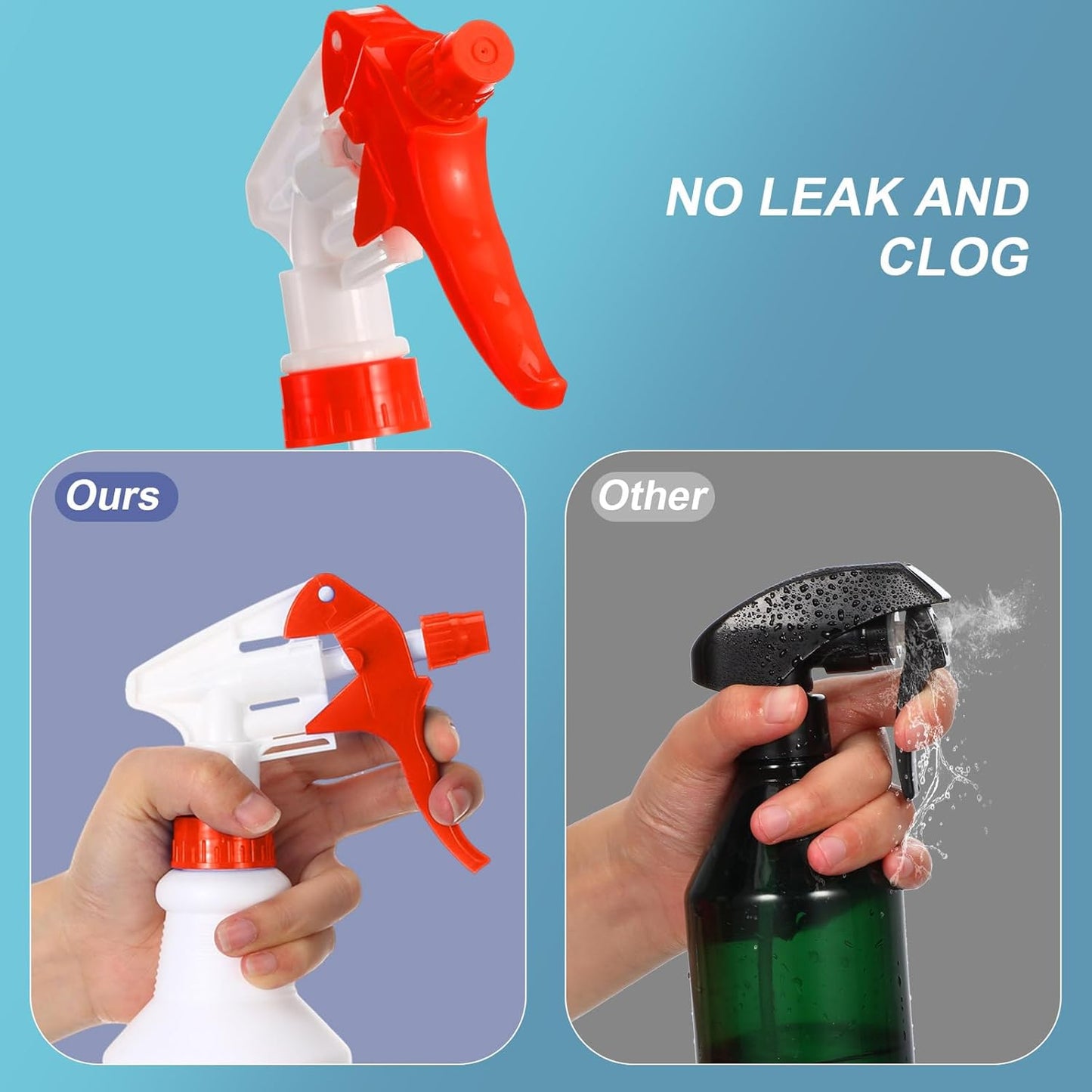 Zubebe 24 Pack 32 oz Plastic Spray Bottle Bulk Empty Leakproof Heavy Duty Spray Bottles for Cleaning Supplies Mist Bottles with Label and Adjustable Nozzle for Plant(Red and White,Clear Scale)