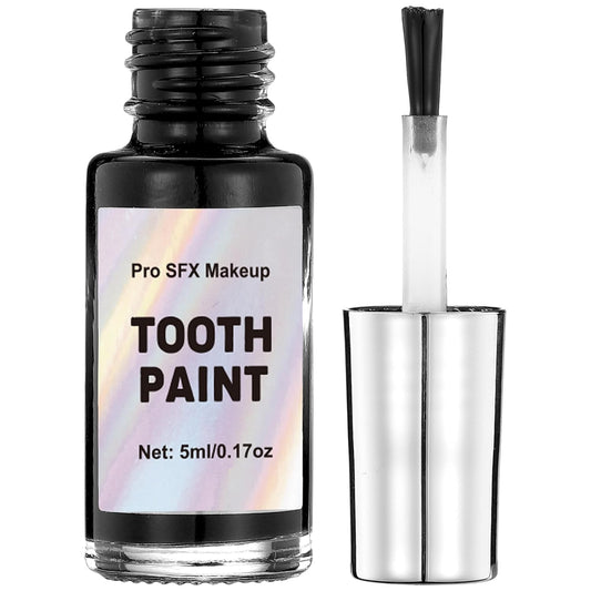 CCbeauty Black Tooth Paint, Temporary Black Out Teeth Liquid, Missing Teeth Makeup For Stage & Theater, Rotten Teeth SFX Makeup for Halloween Witch, Zombie, Pirate Costume, Quick Dry, Safe & Non-Toxic