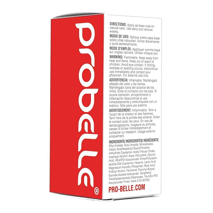 Probelle Nail Strengthener and growth, Natural Nail Strengthening Clear Nail Polish Repair Treatment, Nail Growth & Conditioning, Stops Splits, Chips, Cracks & Strengthens Damaged and Thin Nails