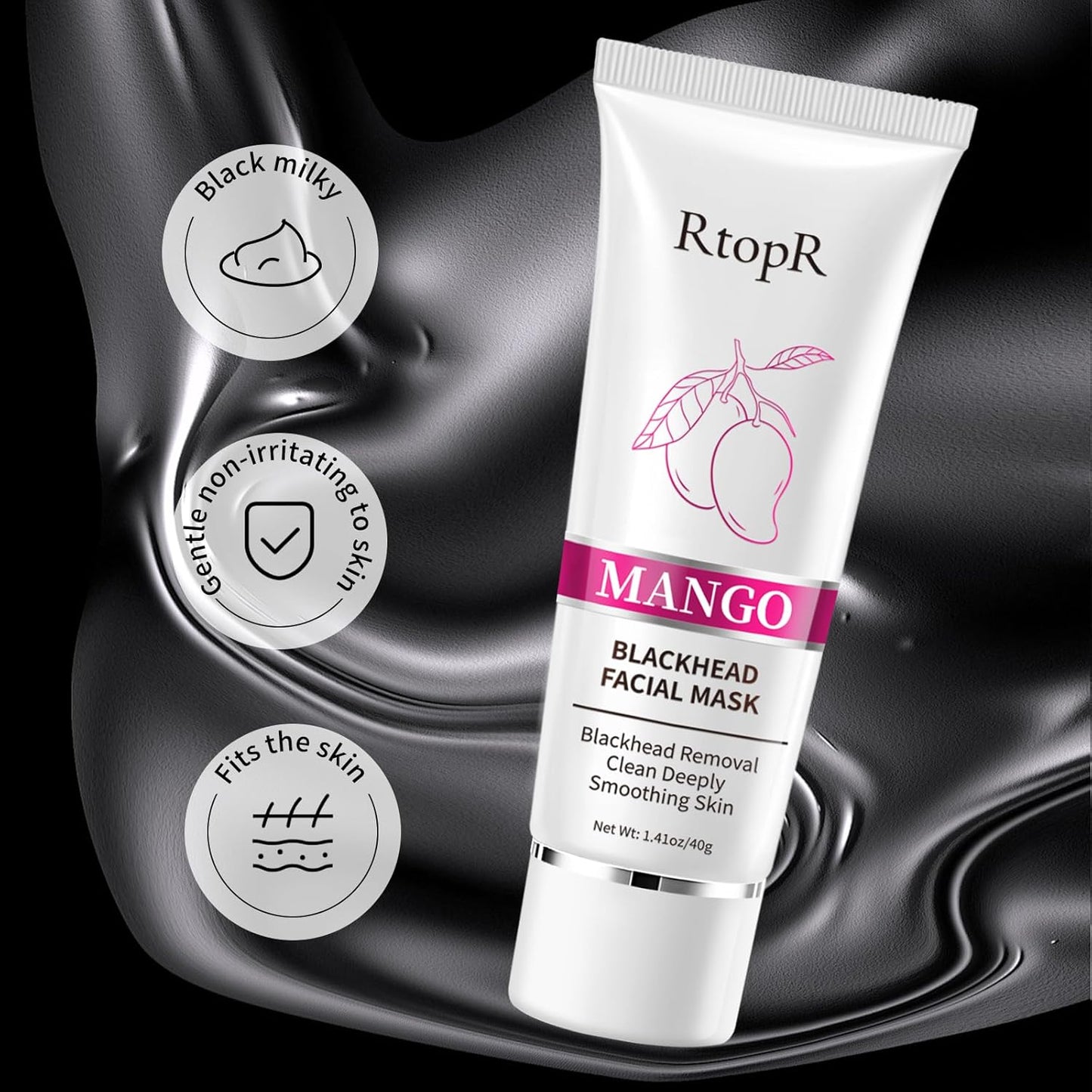 RtopR Blackhead Remover Peel Off Mask for Face,Black Blackhead Face Mask，Blackhead Remover Nose Pore Strip for All Skin Types