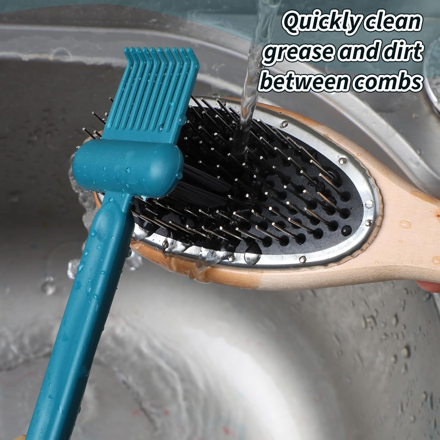 2Pcs 2-in-1 Hair Brush Cleaner and Remover Tools, Dual-Sided Comb Effective Hairbrush Cleaner for Removing Hair and Dust Home Salon Travel Use(Green)