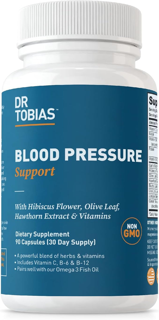 Dr. Tobias Blood Pressure Support Supplement B6, B12, B12, Niacin, 90 Capsules