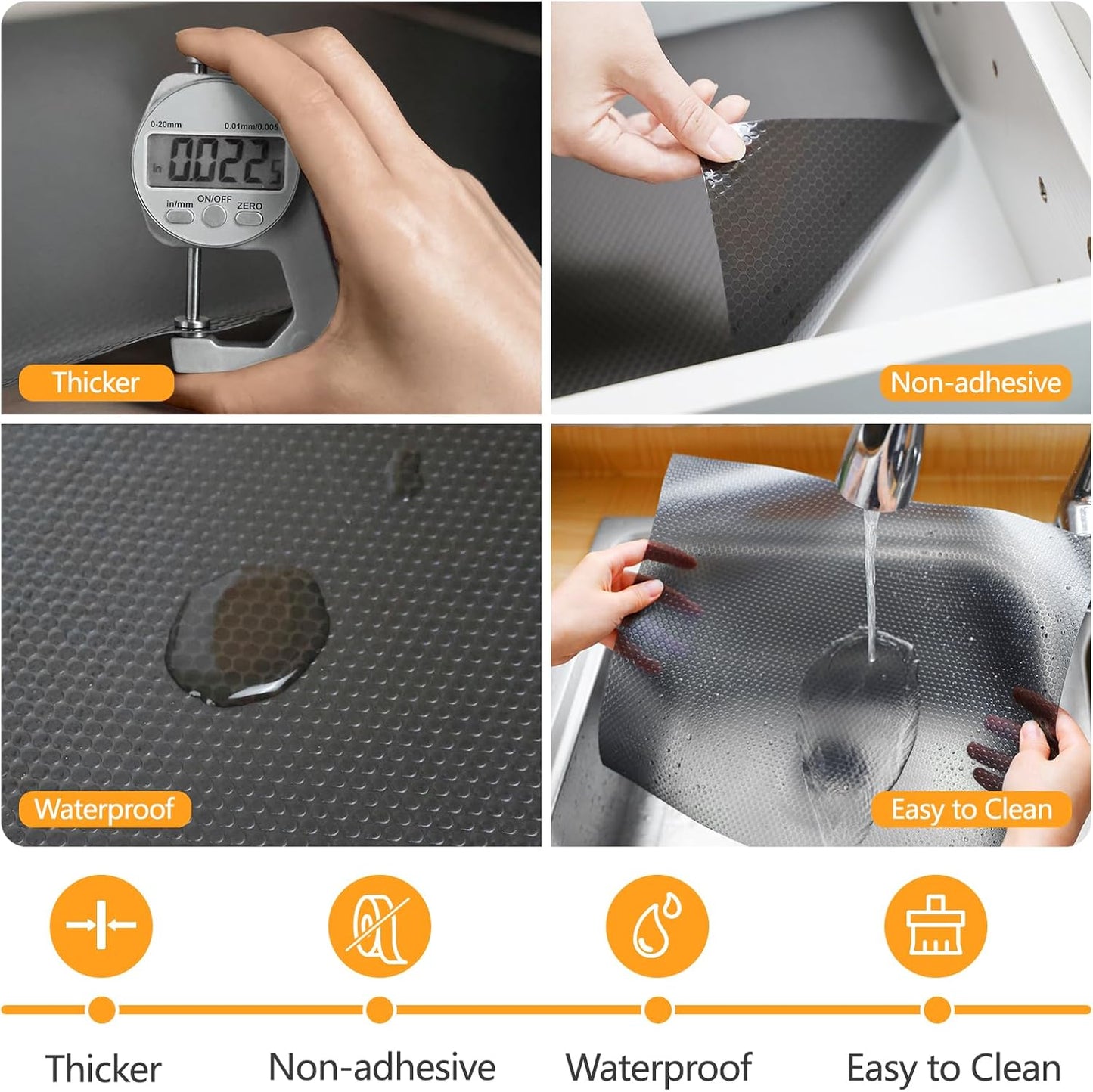 Shelf Liners 24 inch x 20 ft Shelf Liners for Kitchen cabinets nonstick Lining Drawer Mats EVA Protector for Cupboard (Translucent Black,24 inch x 20 ft)