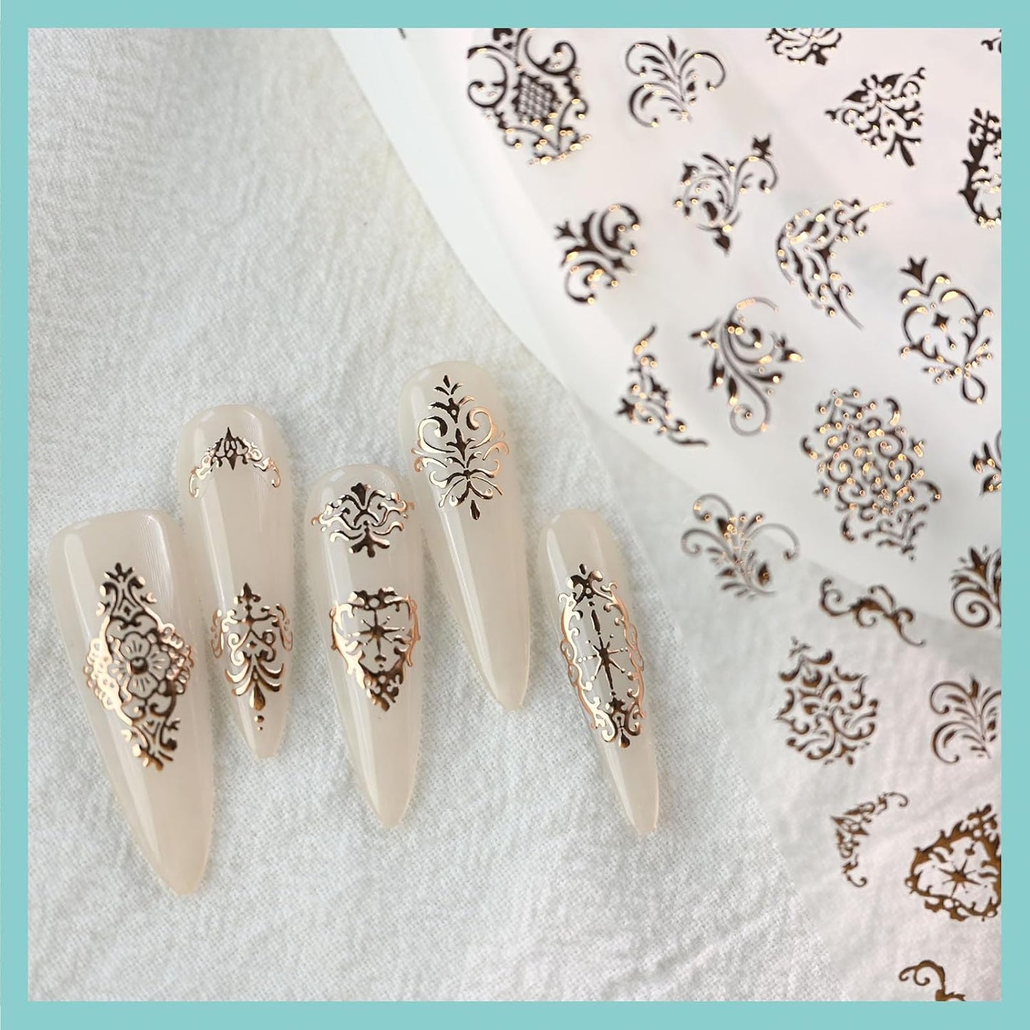 Gold Totem Nail Art Stickers, Vintage Nail Decals, Self-Adhesive, Nail Accessories for Women, Nail Decorations