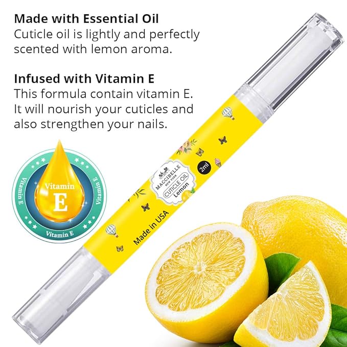 Maccibelle Pure Cuticle & Nail Oil Pen 2ml Heals Dry Cracked Cuticles (Crisp Lemon)