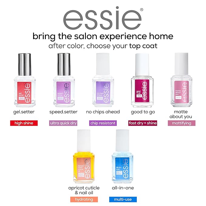 essie Nail Care, 8-Free Vegan, All In One Base Coat and Top Coat, strength and shine nail polish, 0.46 fl oz