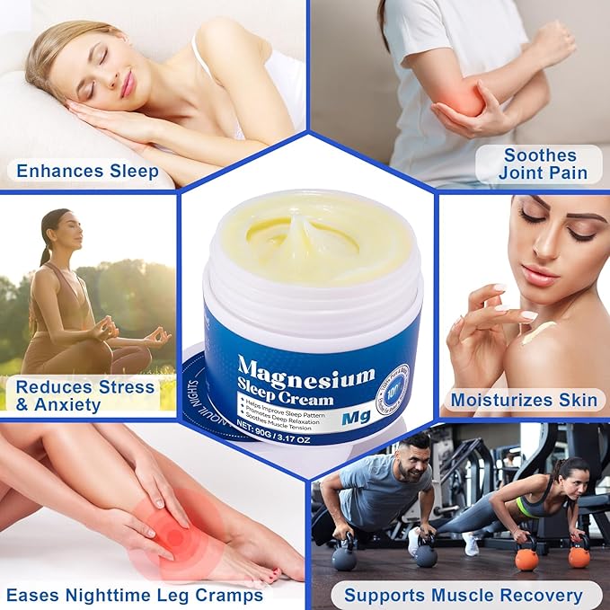 Magnesium Cream, Magnesium Cream for Sleep,Feet,Soothes Muscle Tension,Magnesium Lotion for Relaxation,3.17oz, Magnesium Oil for Feet, Promote Relaxation