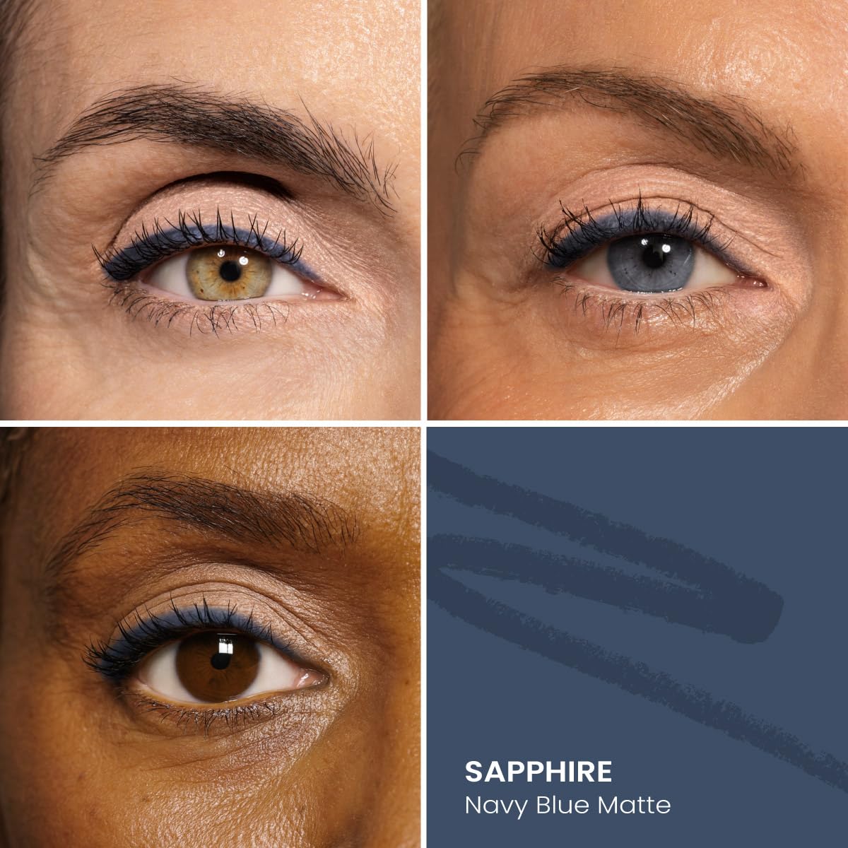 PRIME PROMETICS PrimeEyes Glide Eyeliner for Mature Women – Water-Resistant, Long-Stay and Mess-Proof – Gel Cream Texture, Discreet Sharpener and Effective Smudger (Sapphire (blue))