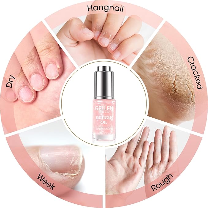 Gellen Nail Cuticle Oil for Growth and Strength, Vitamin E Fingernail Nourishing Oil for Hydrating, Moisturizing, Strengthening, Repairing, Nail and Skin Care Product for Men Women, Jasmine Scent