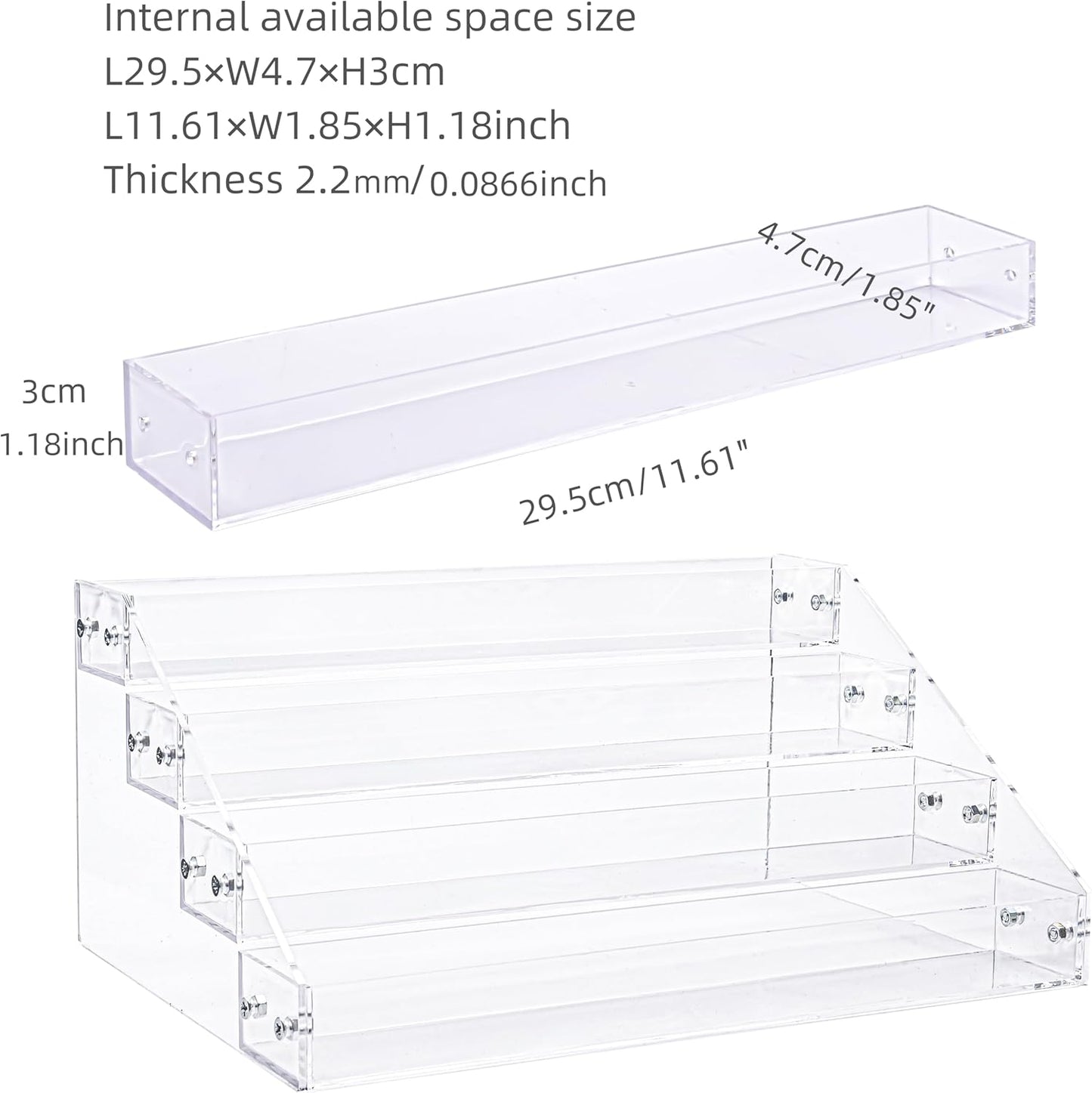 Kingtaily Widen 4 Tiers Stand Shelf Holder Clear Acrylic Rack for Nail Polish Organizer Essential Oil Storage Sunglasses Makeup