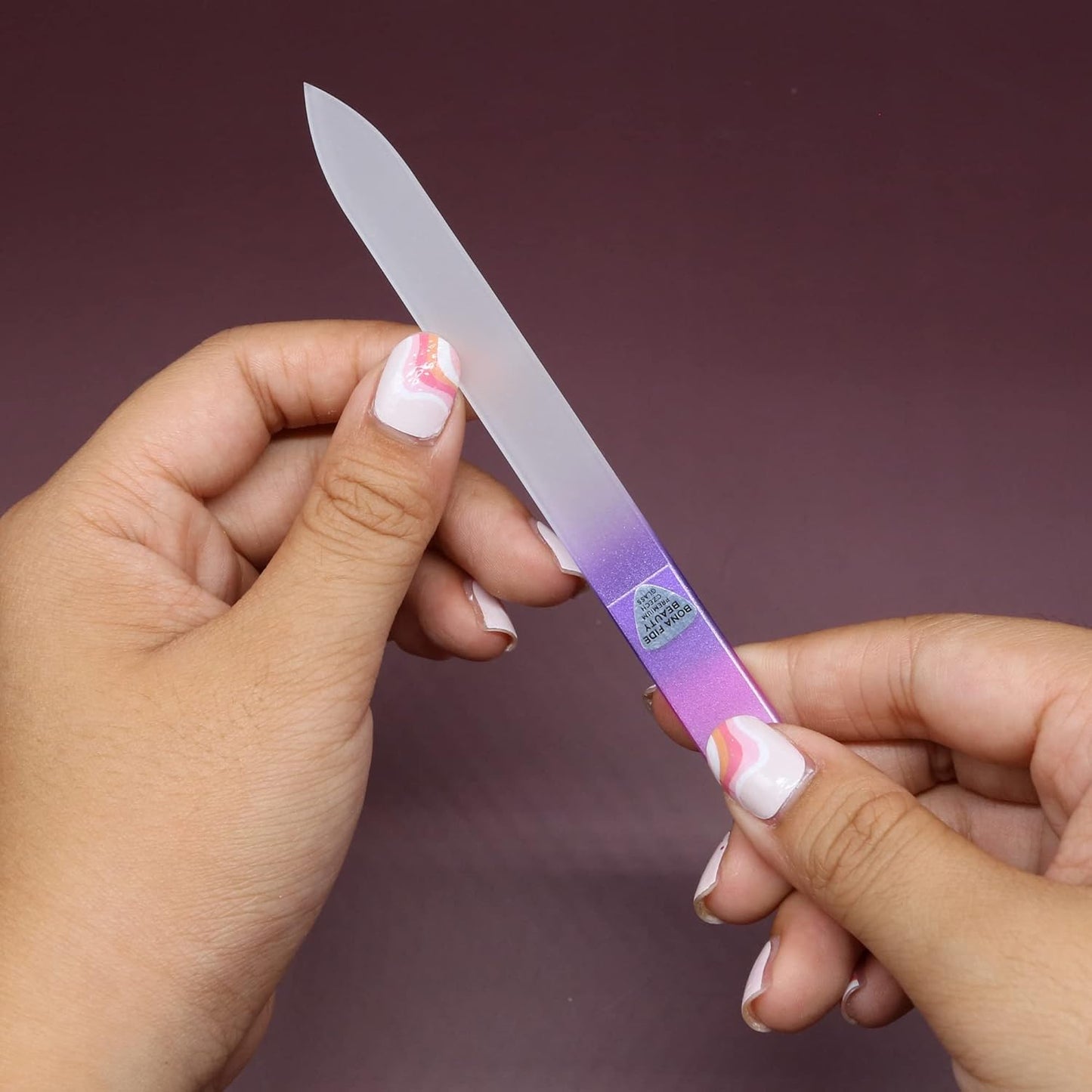 Bona Fide Beauty Czech Glass Nail Files Set - 10-Piece Crystal Nail Files Set in Sleeves, Bulk Nail Files from The EU (Multicolor)