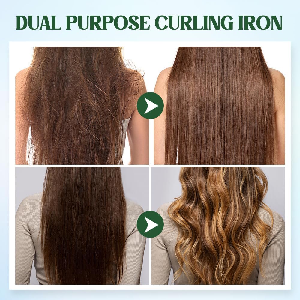 Upgrade 2-in-1 Curling Wand and Flat Iron, 2025 Upgrade Mini Dual Purpose Curling Iron, Portable Hair Straightener Travel Curling Wand for Women Short and Long Hairs, All Hair Types (Black)