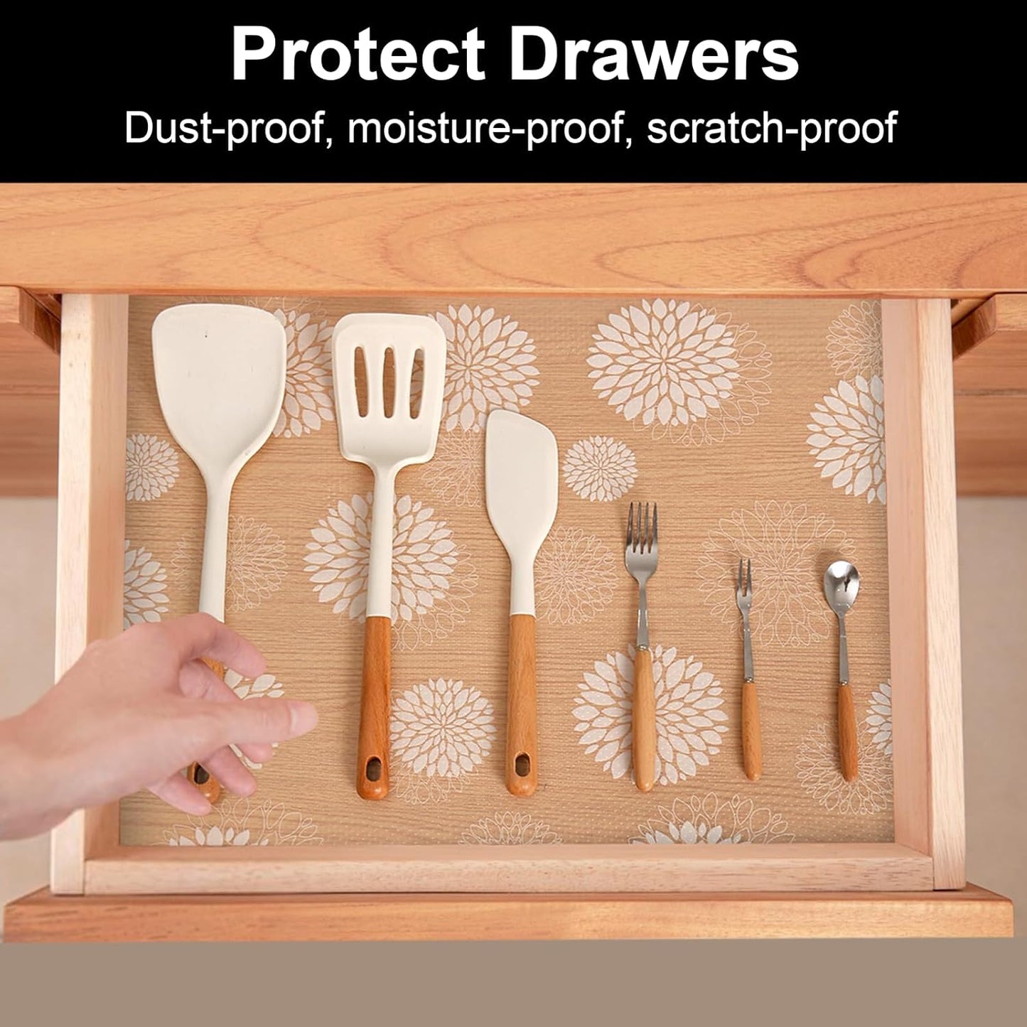 Cooyes Shelf Liners for Kitchen Cabinets Waterproof & Oil-Proof Kitchen Cupboard Mats Non-Slip Drawer Mats EVA Material Non Adhesive Fridge Liner for Shelves