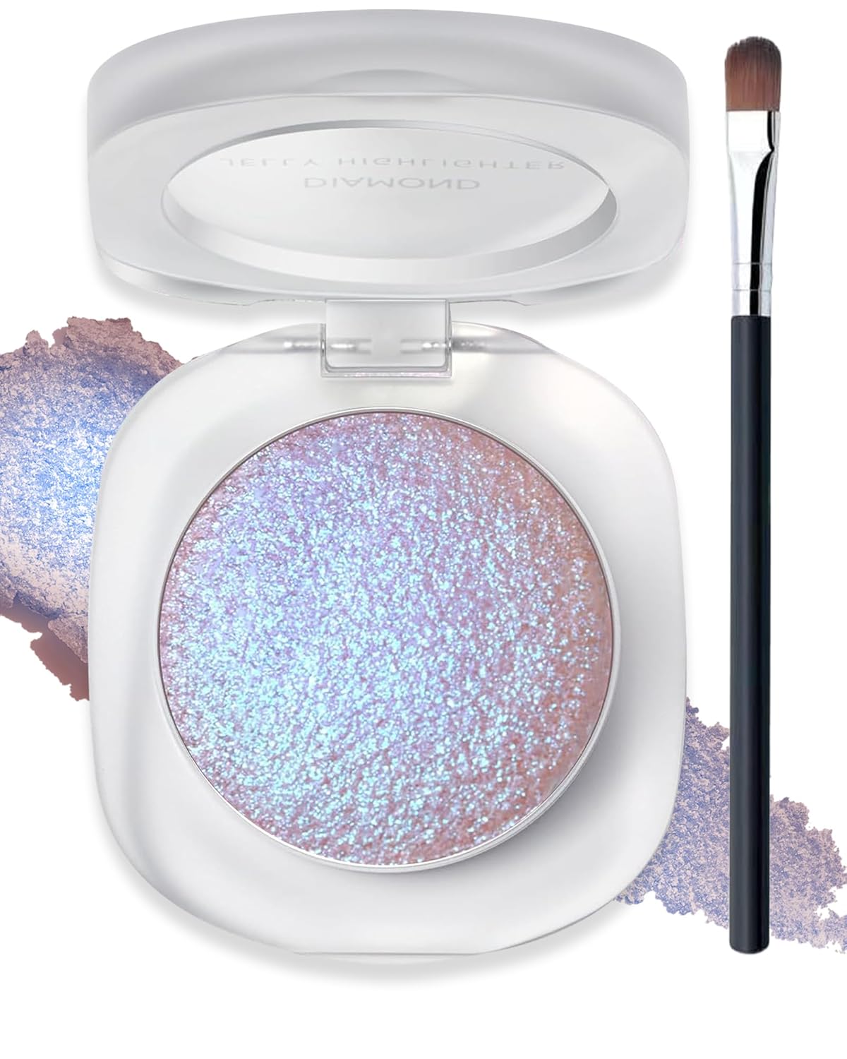 Glitter Holographic Eyeshadow Palette Multichrome Chameleon Face Highlighter, Sparkling Cream Color Shifting Single Eye Shadow Long Lasting Shimmer Inner Corner Eye Brightener Purple Mermaid Makeup-04