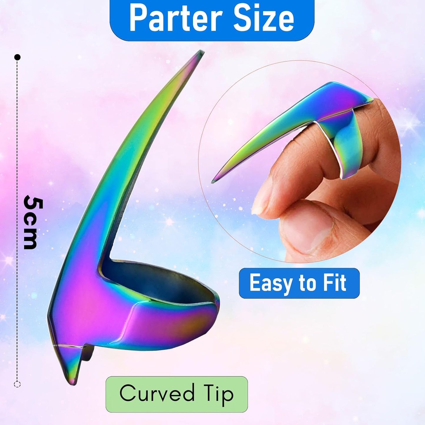 Quick Hair Parting Tool & Braid Sectioning Ring- Stainless Steel Stitch Braid Tool Finger for Durable Dreadlocks Wig & Installation of Human Hair Extensions Braiding Tools (Rainbow)