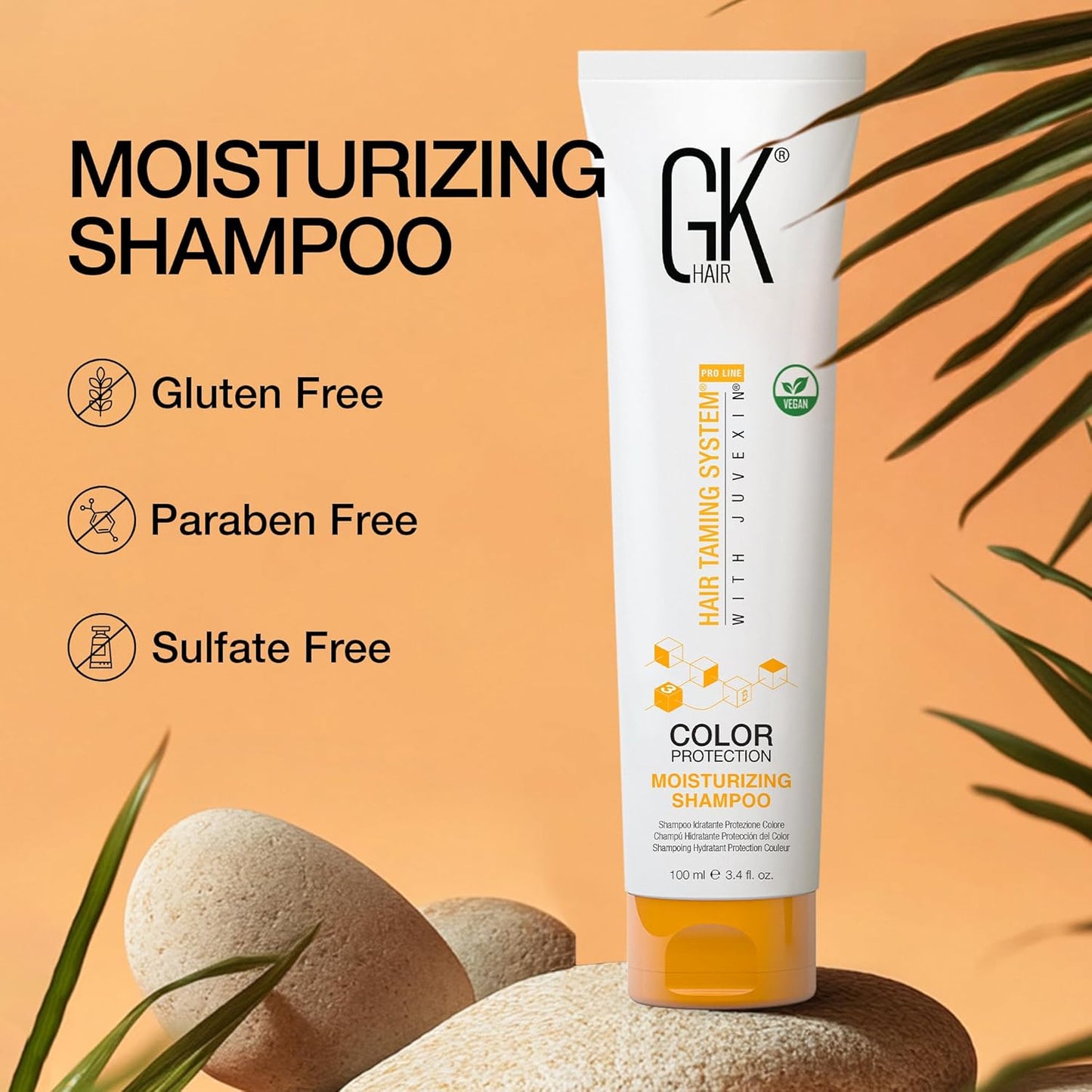 GK HAIR Global Keratin Moisturizing Shampoo (3.4 Fl Oz/100ml) for Hydrating Color Protection Dry Damage Curly Frizzy Thinning Color Treated Hair Repair Organic Paraben Sulfate Free All Hair Types
