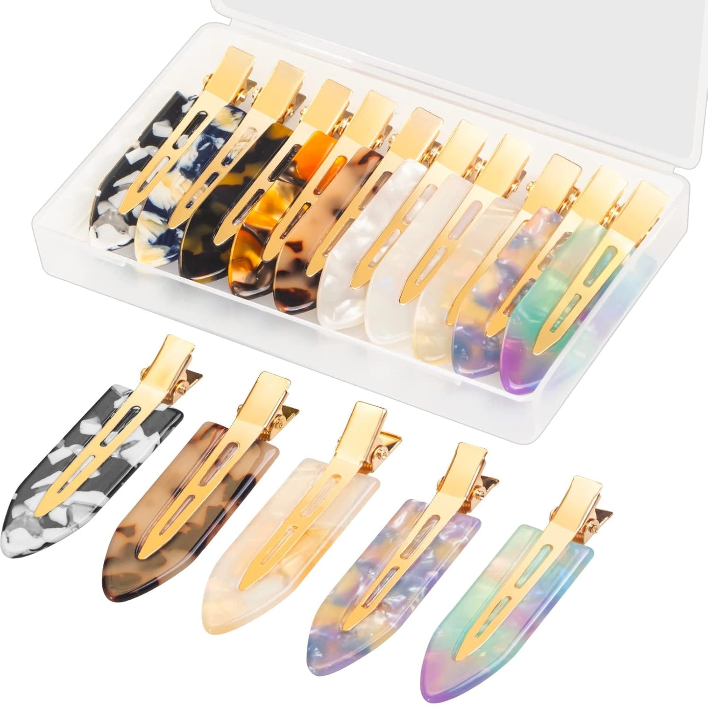10 Pcs No Bend Hair Clips for Women Styling Sectioning, Gingbiss 2.7" No Crease Bangs Hair Clips, Curl Pin Clips with Storage Box for Hairstyle Bangs Waves Makeup Application, 10 Colors