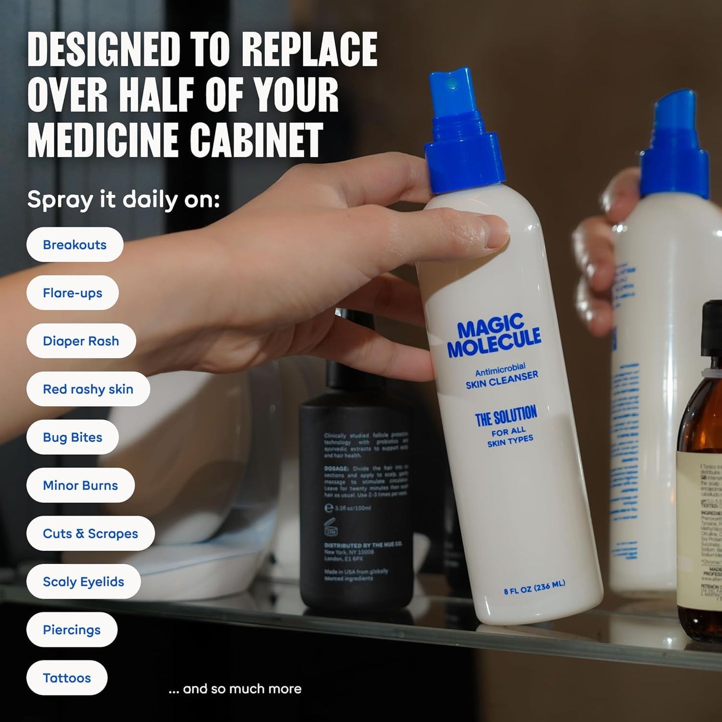 Magic Molecule Hypochlorous Acid Spray for Breakout-Prone Skin, Eczema & Itchy Rashes | Helps 50+ Dermal Issues | for All Skin Types 3.4 oz (Pack of 2) Travel-Friendly