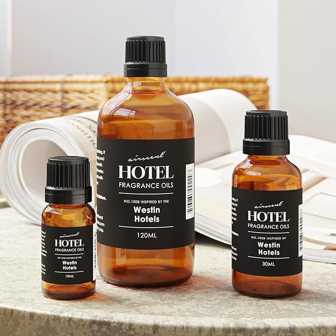 AirScent Hotel Diffuser Oil Inspired by The Westin Hotel Scent - Premium Fragrance Oil No. 1008 for Ultrasonic and Waterless Diffusers and Crafting - 10 mL, .34 fl oz Glass Dropper Bottle