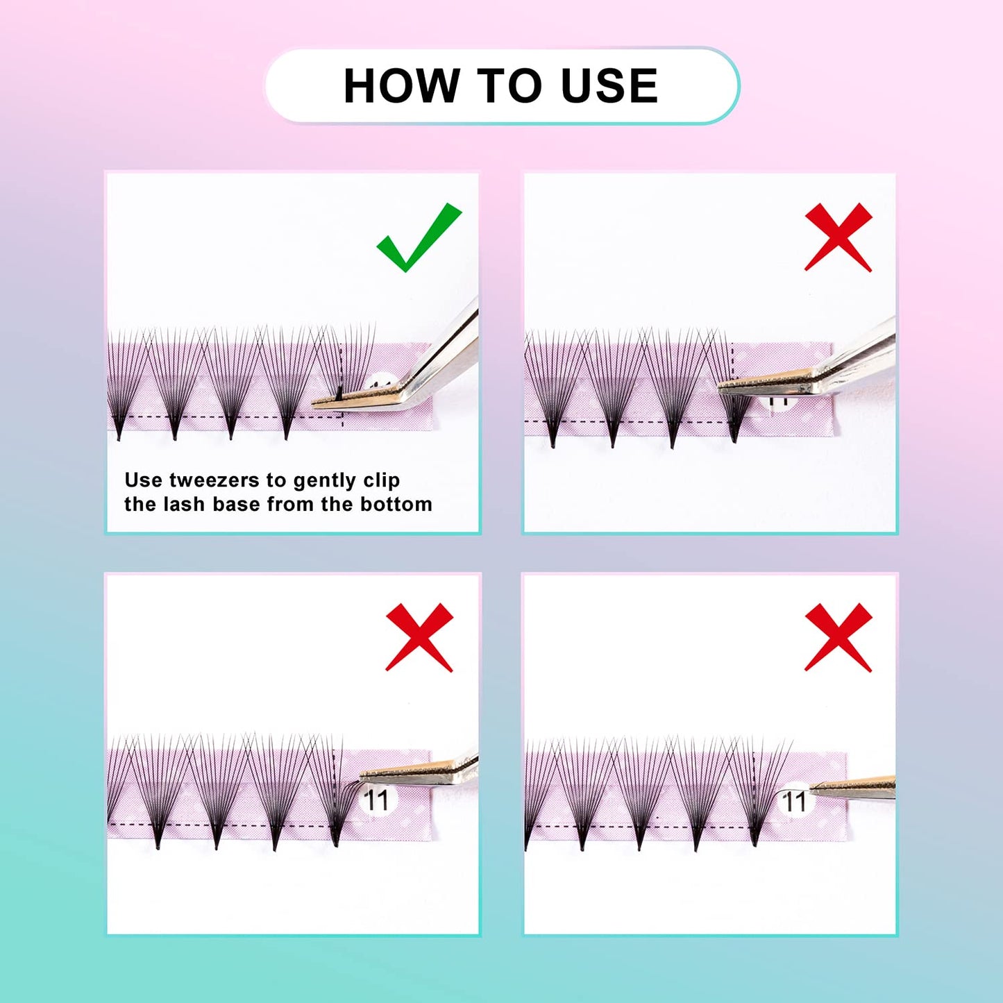 Eyelash Extensions 3D 4D 5D 6D 8D 9D 10D Thickness 0.07/0.1 C/D Curl Eyelashes Middle Stem Premade Fans Russian Volume Lash Extensions Supplies (Middle Stem 12D-0.07-C-8-15mm)