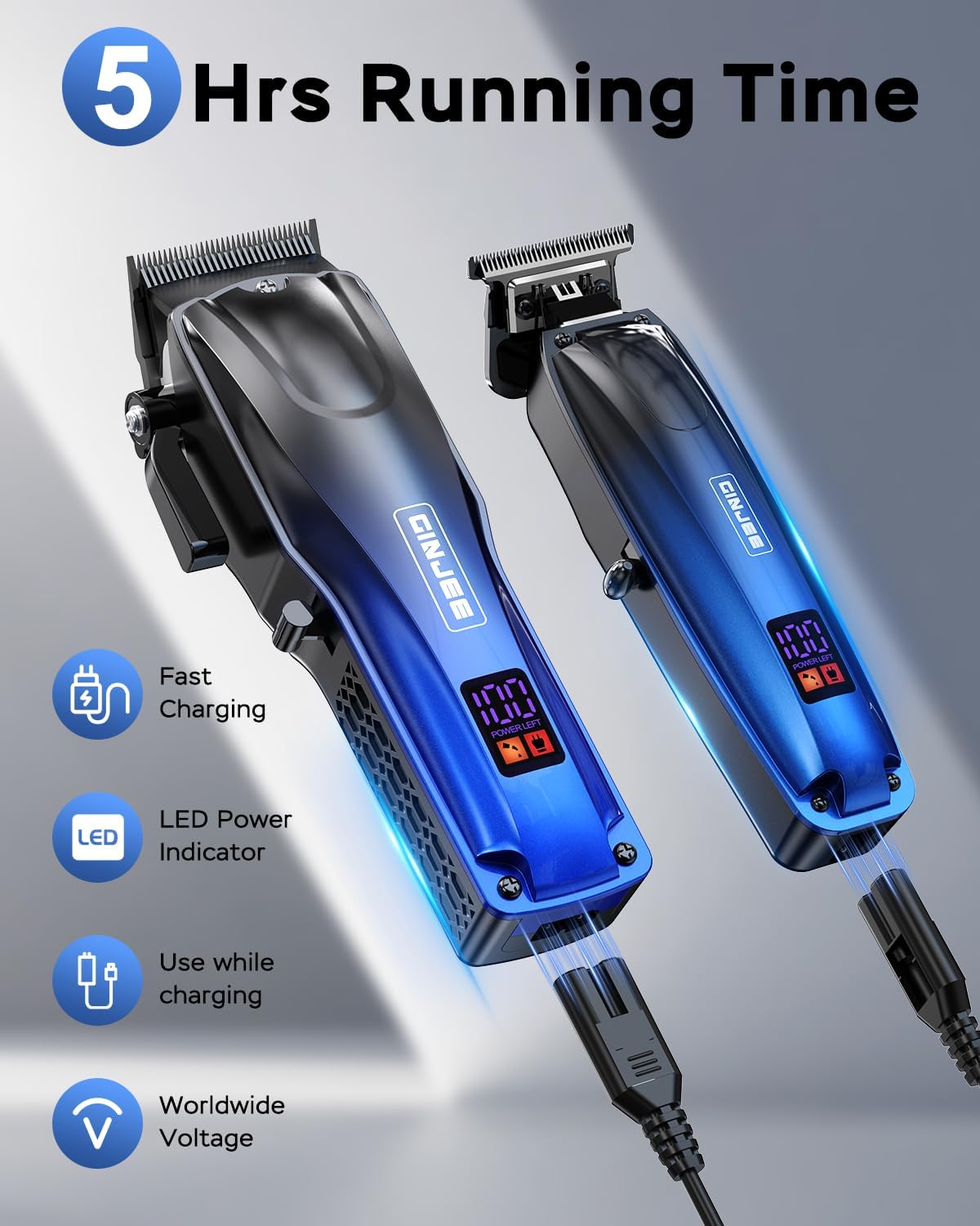 Professional Hair Clippers for Men Cordless & Corded - Rechargeable Barber Clipper & Trimmer Set with Fade Lever for Home Haircuts, Grooming Kit with Guide Combs, with Travel Case