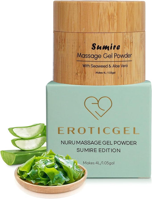 Japanese Nuru Massage Gel Powder 40g | Formulated with Natural Aloe Vera & Seaweed | Made in Japan | Paraben & Glycerine Free | Fragrance-Free | Makes 1.05 gal/ 4L | Vegan | Sumire