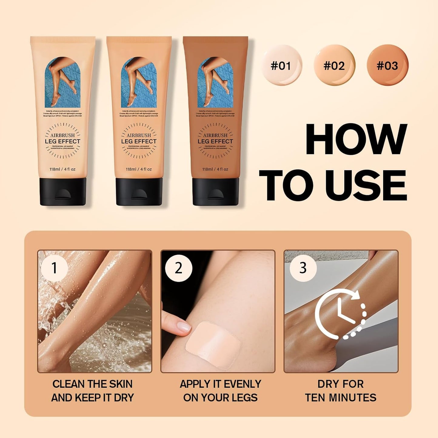 Leg Makeup Waterproof No Transfer,Flawless Full Coverage Legs Body Scar Tattoo Cover Up Makeup Waterproof Long Last Concealer for All Skin Tones. 02# Medium