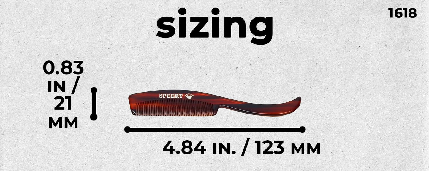 Handmade Wide Tooth Mustache Beard Comb - Swiss Craftsmanship, Tortoise Havana Acetate, Thick Coarse Hair, Pocket Sized, Facial Hair Grooming, Beard Straightener, Growth Care, Styling, Wet Comb