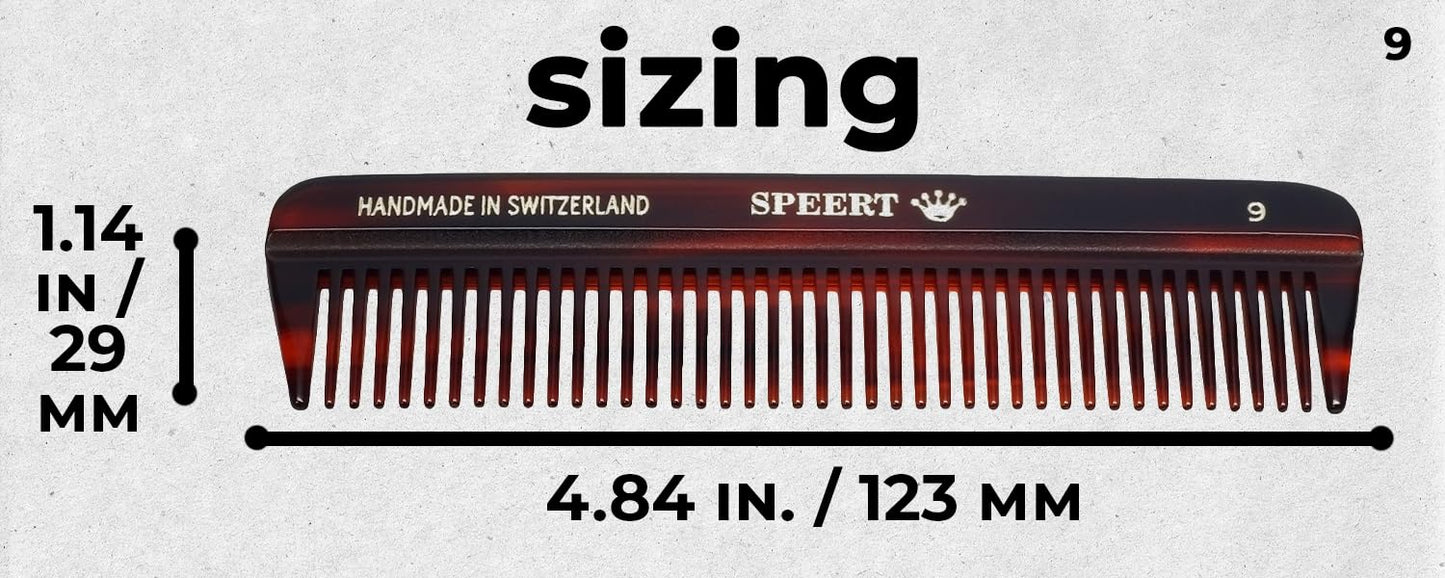 #9 Handmade Wide Tooth Comb Tortoise Havana Acetate Thick Coarse Curly Detangling Parting Grooming Teasing Hair Styling Hairdresser Barber Hairdressing Wet Dry Pocket Travel Women Men Kids