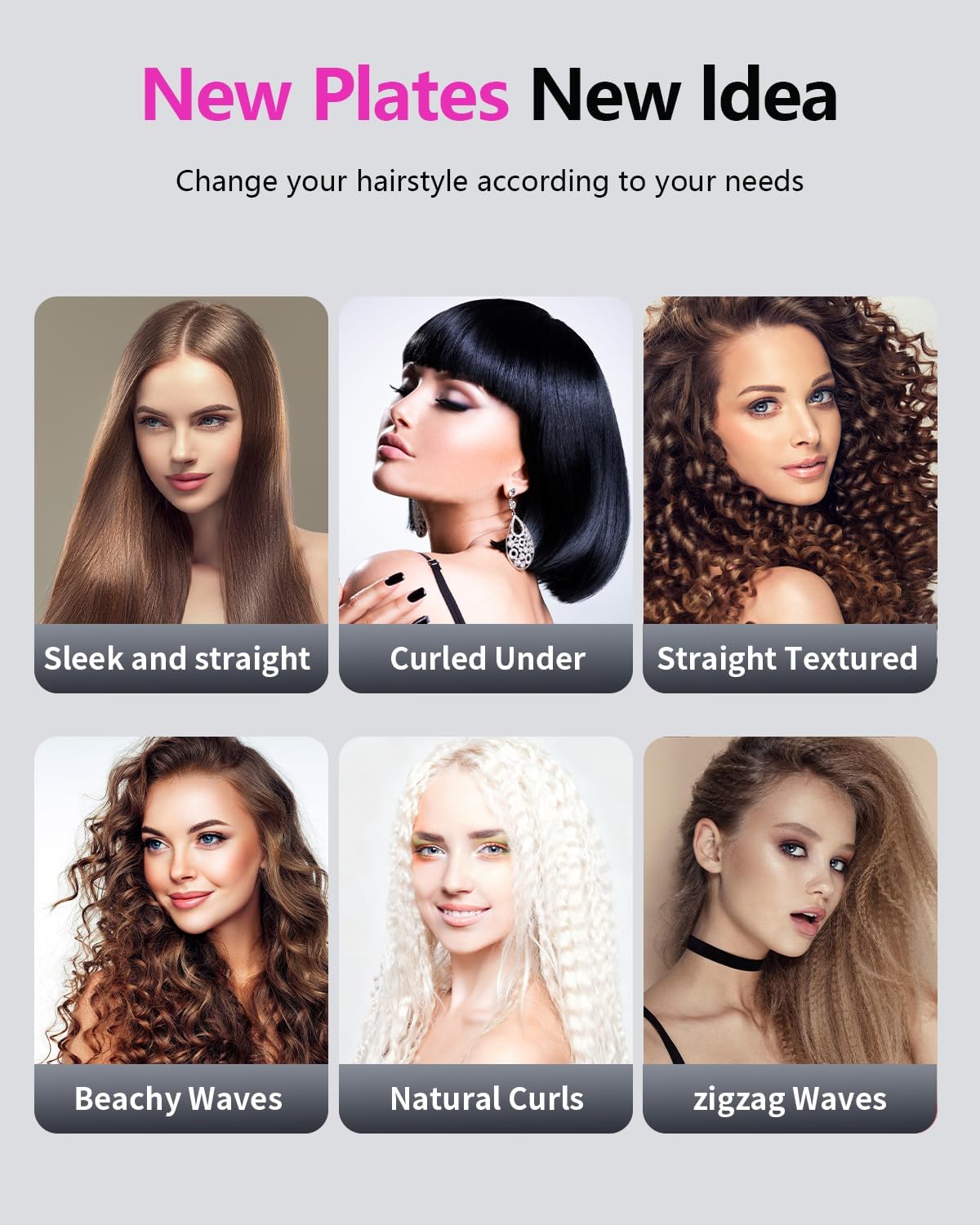 Hair Crimper Waver, Professional Hair Straightener Beach Waves Curling 4 Interchangeable Ceramic Plates, Hair Crimper Auto Temp Control Wide Plate Hairs Straightener & Styling Tool for All HairsTypes