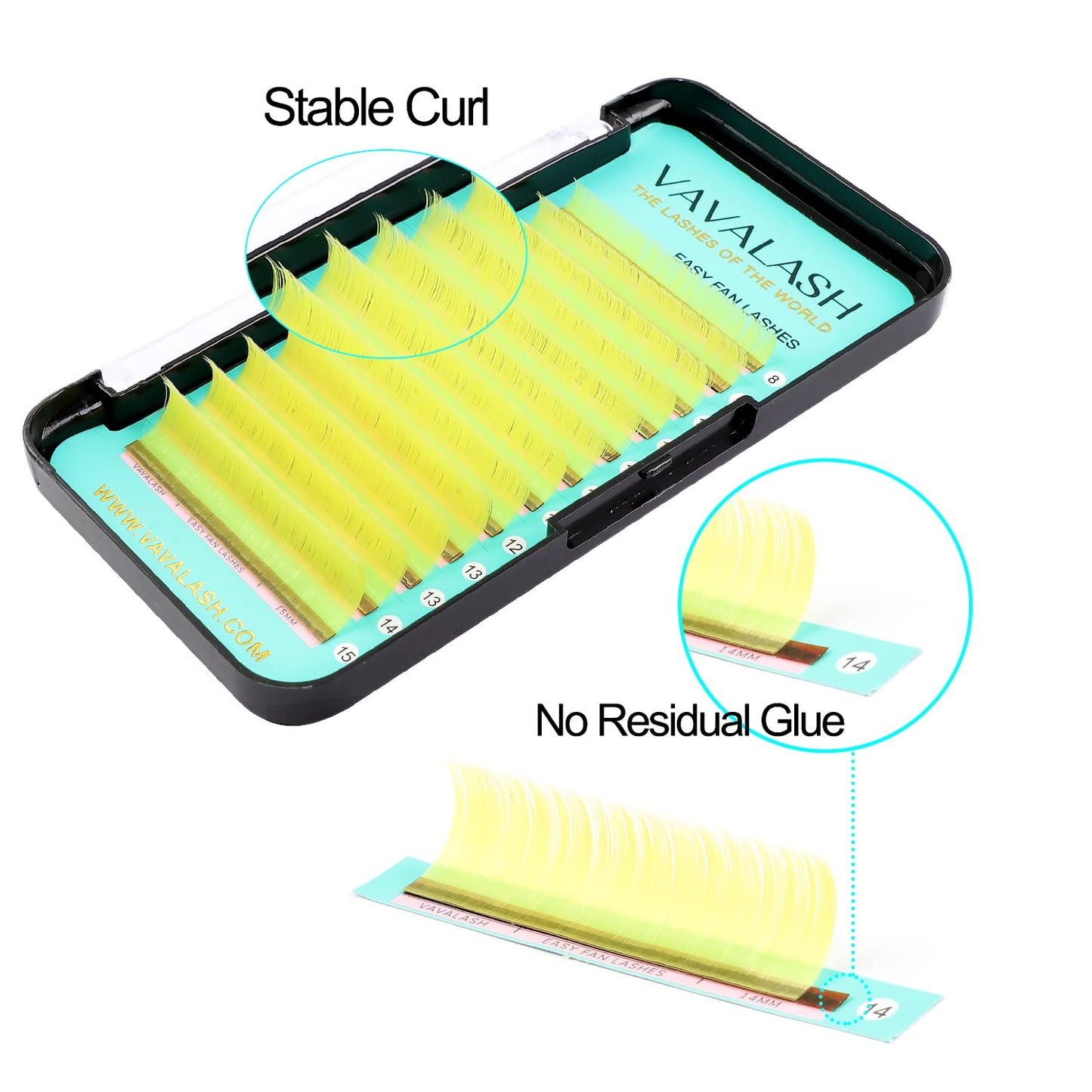 VAVALASH Colored Easy Fan Eyelash Extensions 0.07 D Curl 8-15mm Mixed Tray Yellow Self Fanning Lashes 2D-10D Colorful Volume lash extensions（Yellow,0.07-D-8-15 Mix）
