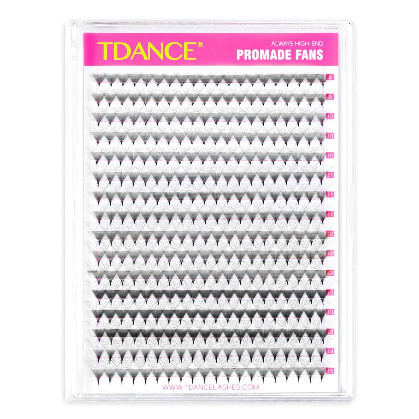 TDANCE Premade Lash Fans - 320 Fans, Volume Lash Extensions (320-16D-0.03-C-8-15mm)