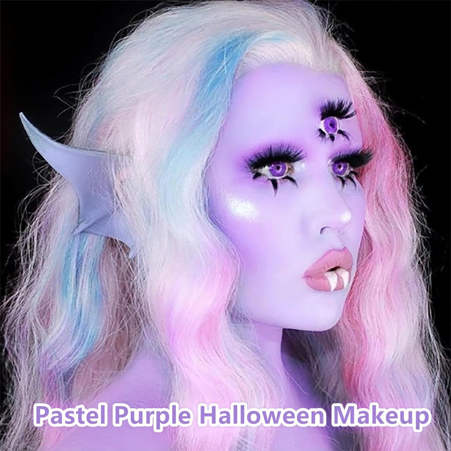 Go Ho Makeup Pastel Purple Cream-Blendable Stick-Waterproof Pastel Purple Professional SFX Witch Ursula Face Paint,Safe Facepaint&Lip Smacking for Halloween Costumes Cosplay