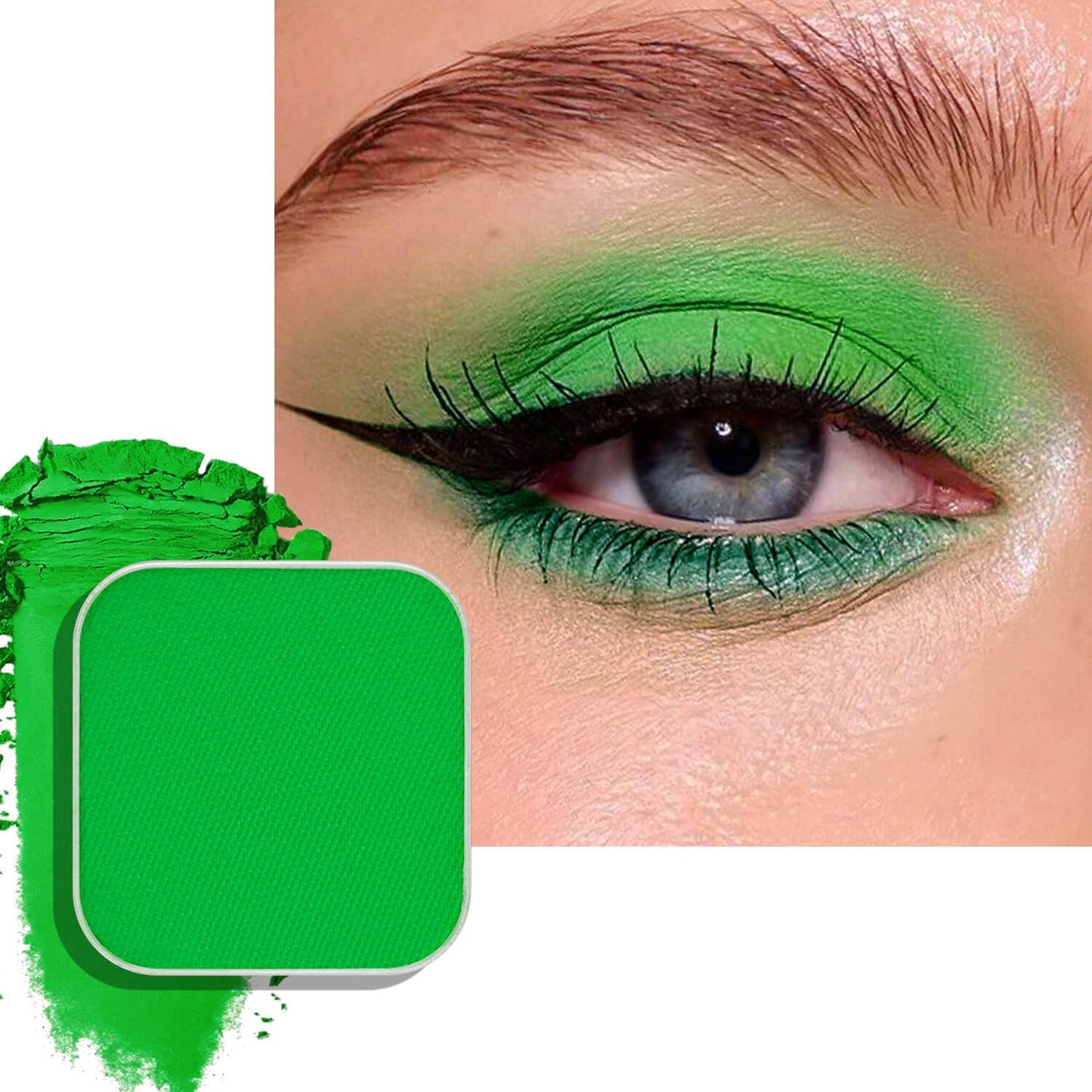 Matte Single Eyeshadow Refill – Bunny Green, High-Pigment, Blendable & Long-Lasting, Pressed Powder with Metal Pan, DIY Magnetic Palette Compatible, Easy to Apply & Remove