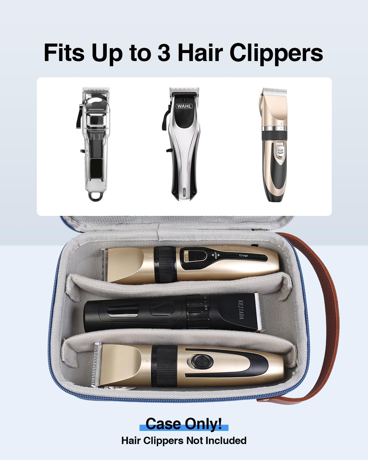 Luxtude Hair Clipper Case Travel, Portable Barber Cases, Hard Barbers Bags for Clippers and Supplies, Sturdy Trimmer Bag, Barbers Accessories for Wahl/Hatteker/Oneisal/Andis Grooming (Case Only, Blue)