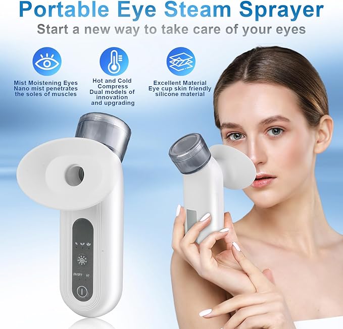 Portable Eye Mist Steamer for Dry Eye Relief, Heated Eye Masks, Portable Eye Steam Sprayer, Mini Eye Hydrating Soothing Sprayer for Moisturizing & Cleaning
