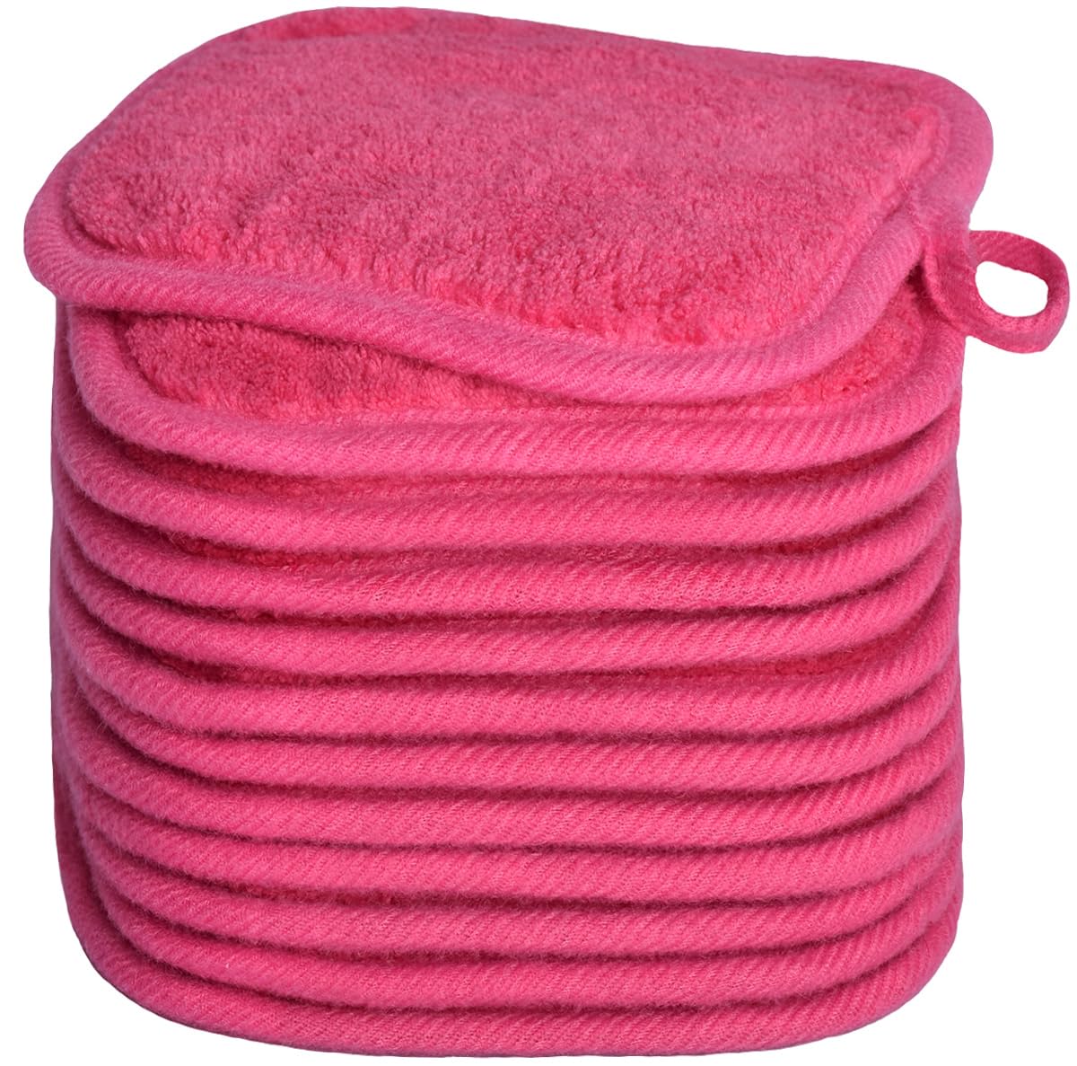 Makeup Remover Cloths for Face, Eye, Lips - Reusable Makeup Remover Pads Soft Microfiber Facial Cleansing Cloths 5 x 5 inch 12 Pack (Dark Pink)