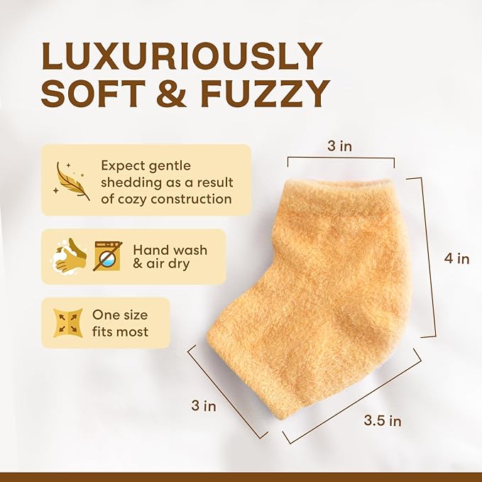 Dr. Frederick's Original Moisturizing Fuzzy Heel Socks - 2 Pairs - Cozy Gel-Lined Sleep Socks for Women & Men - Soothes Dry, Cracked Feet - Heel Repair - Citrus Glow
