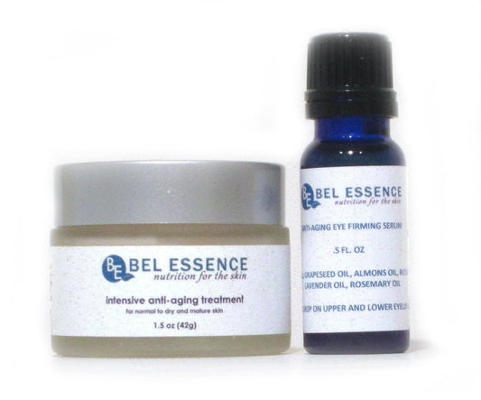 Bel Essence Anti-Aging Face Cream & Anti-Wrinkle Under Eye Serum Mini Skin Care Set - Natural Hydrating Face Cream, Eye Serum for Normal/Dry Skin - Reduce Fine Lines, Firm Skin - 1.5 Oz/.5 Oz